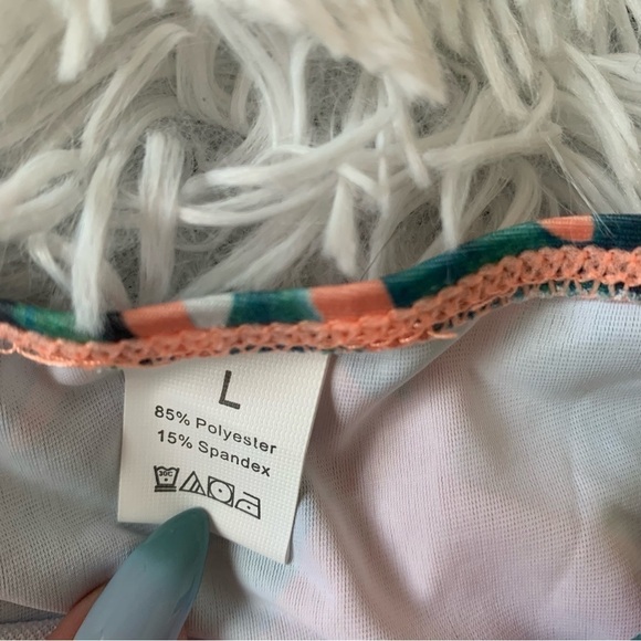 Nwot Peach Palm Tree High Waist Halter Ruffle Bikini - Picture 6 of 13